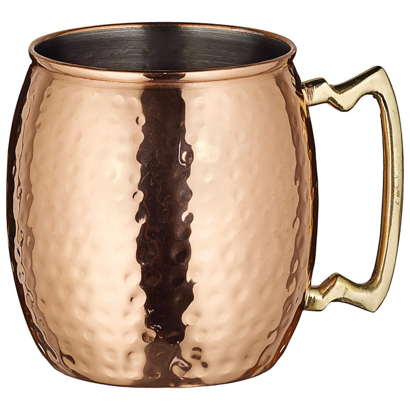 20 Oz Moscow Mule Mug, Hammered, Copper-Plated, Brass Handle-Bar Accessories-Winco-CMM-20H-KAF Bar Supplies