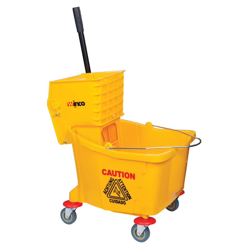 Mop Bucket w/Wringer, 36qt, Yellow-Cleaning Supplies-Winco-MPB-36-KAF Bar Supplies