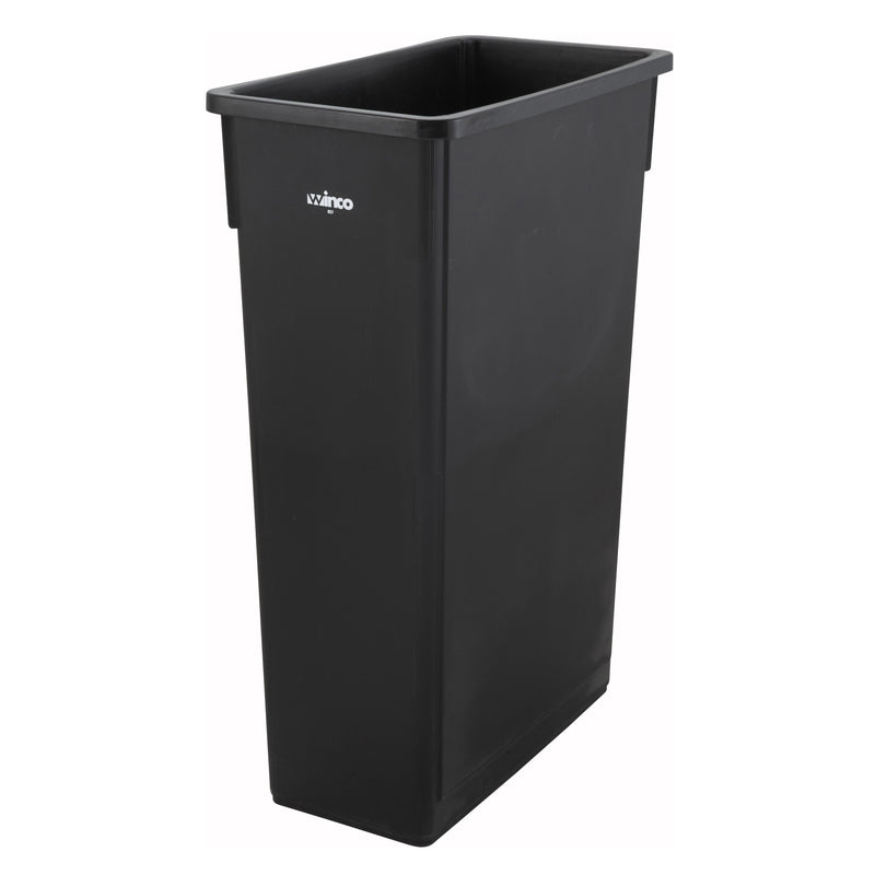 23gal Slender Trash Can, Black-Cleaning Supplies-Winco-PTC-23K-KAF Bar Supplies
