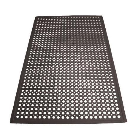 Rubber Floor Mat, 3' x 5' x 1/2", Beveled Edges, Black-Kitchen Supplies-Winco-RBM-35K-KAF Bar Supplies