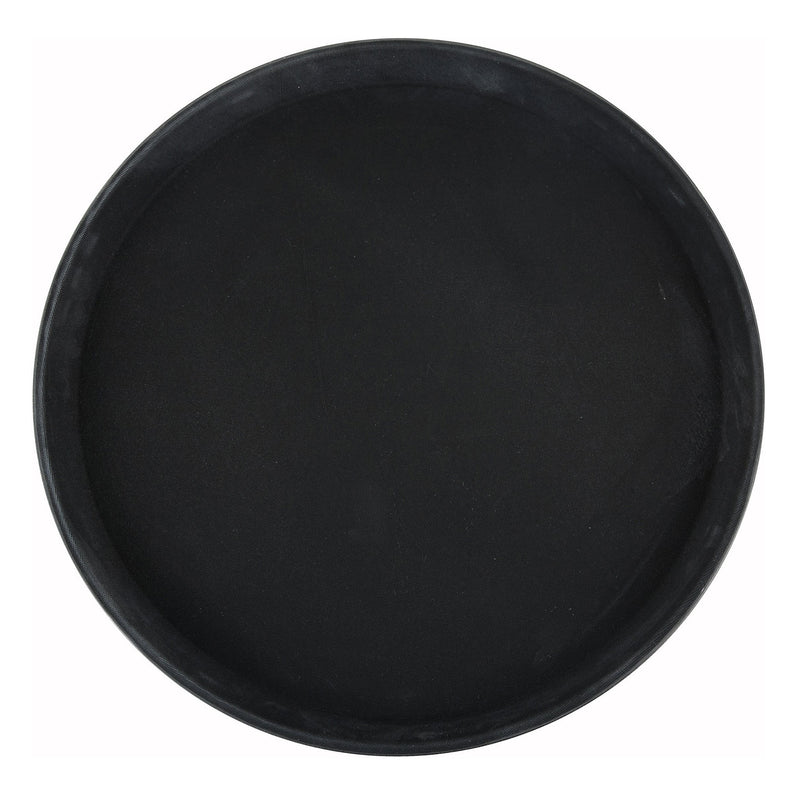 14" Easy Hold Rubber Lined Tray, Black, Round-Misc-Winco-TRH-14K-KAF Bar Supplies