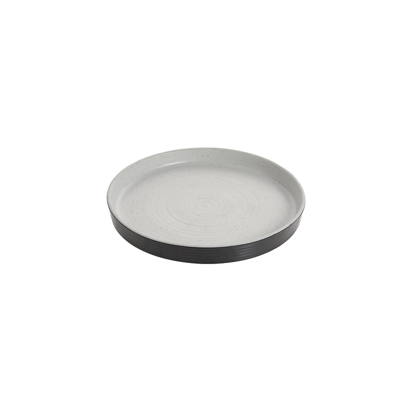 8" Stone Natural/Black Infuse Plate, Edge Rim (2-Pack)-Dinnerware-Cheforward-INF114-KAF Bar Supplies