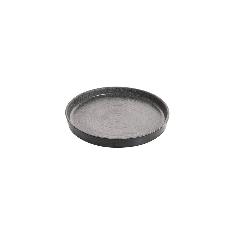 10" Stone Grey/Black Infuse Plate w/ Edge Rim (2-Pack)-Dinnerware-Cheforward-INF214-KAF Bar Supplies