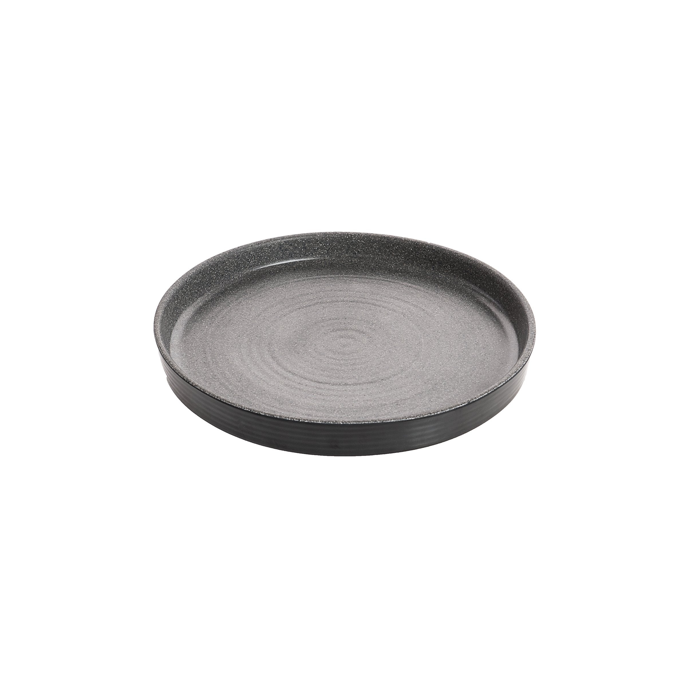 10" Stone Grey/Black Infuse Plate w/ Edge Rim (2-Pack)-Dinnerware-Cheforward-INF215-KAF Bar Supplies